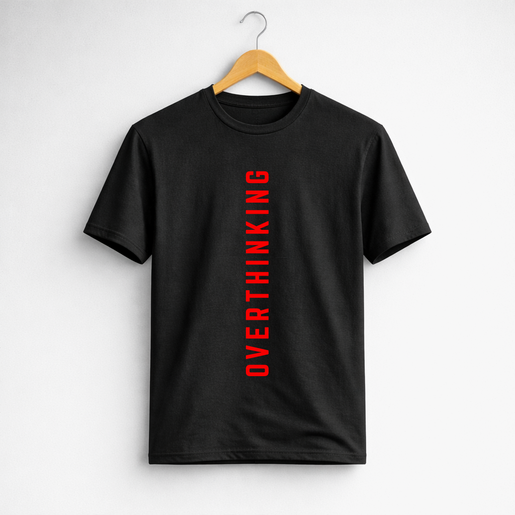 Overthink Mode Regular Fit Black Tee