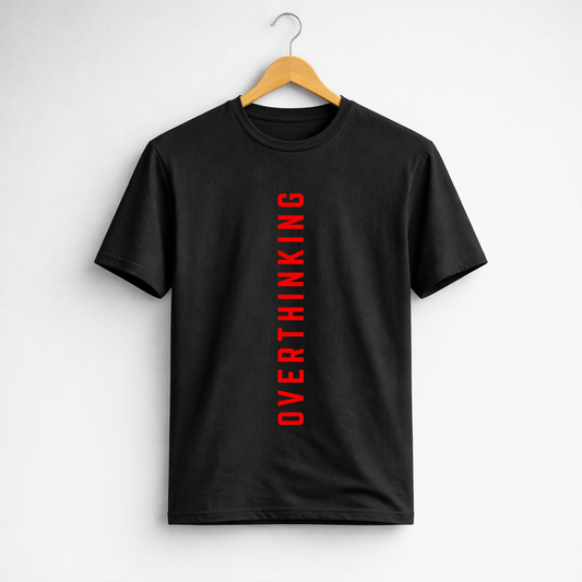 Overthink Mode Regular Fit Black Tee