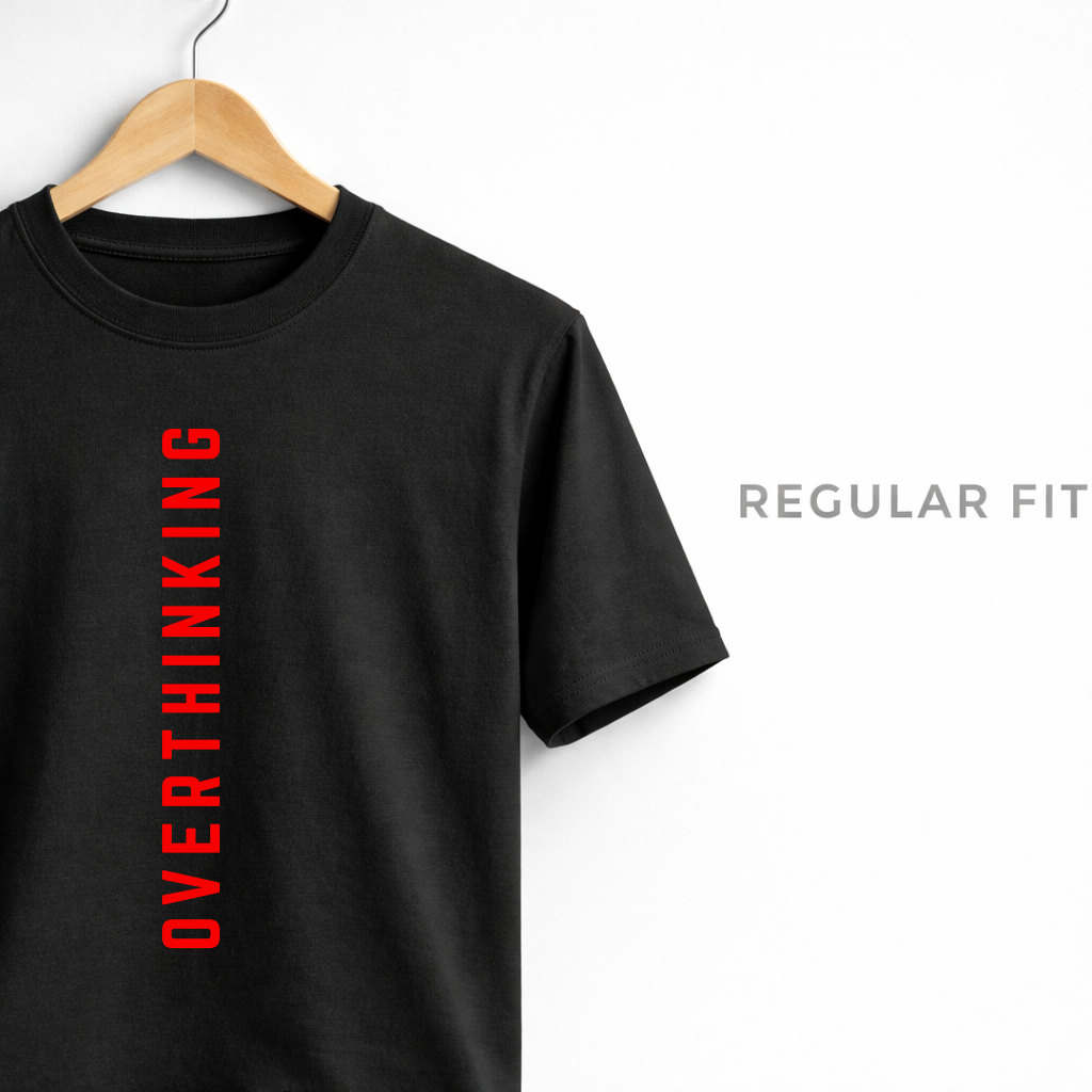 Overthink Mode Regular Fit Black Tee