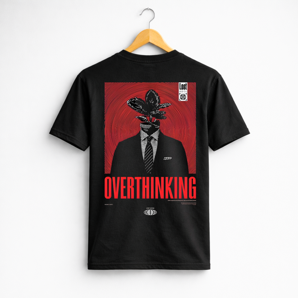 Overthink Mode Regular Fit Black Tee