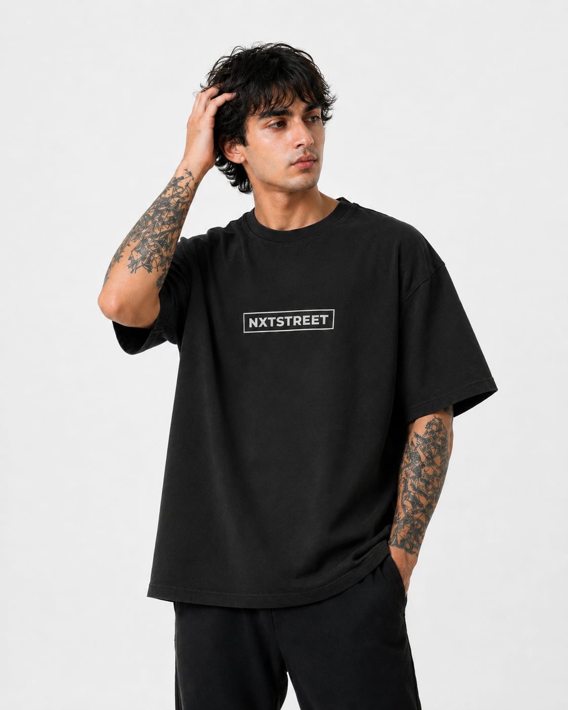 Signature Logo Oversized T-Shirt BLACK